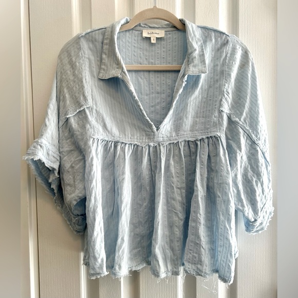 bohme Tops - Bohme Raw Hem V-Neck Top